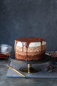 Three types of chocolate mousse cake