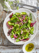 Cucumber salad with dill and red onions