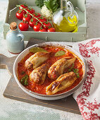 Stuffed peppers in tomato sauce