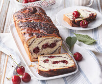 Sweet poppy seed bread with cherries