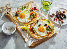 Turkish eggs on flatbread