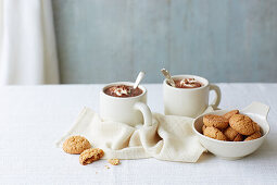 Hot chocolate with cream and amaretti