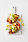 Nachos stuffed sweet potatoes cooked in the hot air fryer