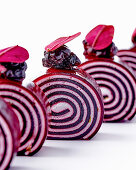 Blackberry lollipop rolls with tonka bean