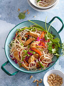 Fried wheat noodles with chicken