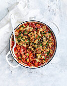 Vegetable cassoulet with bread topping