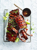 Sticky soy and lime ribs