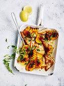 Haloumi with grilled peaches and honey