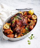 Slow-roasted lamb with potatoes