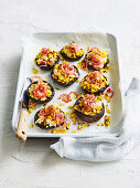 Roasted mushrooms with corn and ricotta