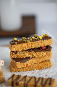 Amaranth bars with chocolate icing