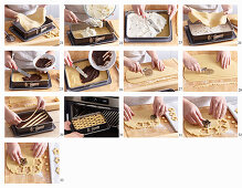 Prepare plum jam sheet cake with pastry lattice