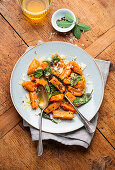Sweet potato gnocchi with butter and crispy sage