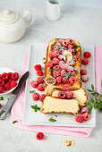 No-bake cheesecake with raspberries for Easter