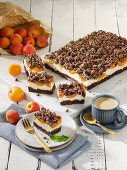 Apricot quark cake with chocolate crumble