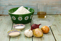 Ingredients for onion focaccia