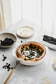 Dutch baby with blueberries and cream