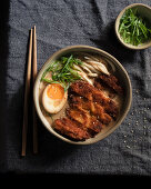 Ramen with chicken katsu, noodles and egg