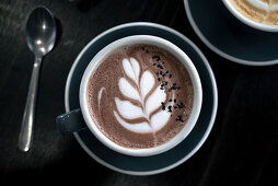 Hot chocolate with milk foam pattern