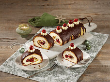 Christmas doughnut roll with buttercream