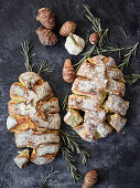 Jerusalem artichoke and garlic bread