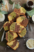 Tri-colour marble cake