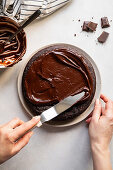 Glazing banana, oat flour chocolate cake