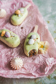 Easter cakesicles with chocolate eggs