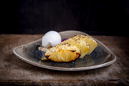 Tandoori pineapple with ice cream