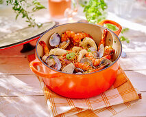 Portuguese rice pot with seafood