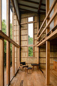 Two-storey living room with wood and bamboo, Casa Don Juan, Ecuador