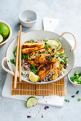 Vegan coconut milk curry with crispy tofu