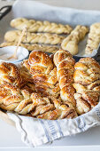 Yeast plaits with nut filling
