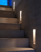 Concrete steps with light