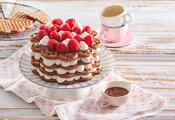 Chocolate waffle cake + steps