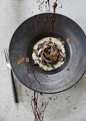 Chocolate tagliatelle with truffle cream