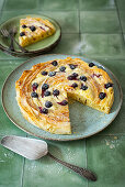 Filo pastry tart with mascarpone and blueberries