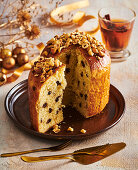 Chocolate panettone with hazelnuts