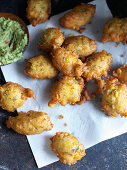 Corn fritters with guacamole