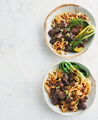 Taiwanese beef curry with noodles in the slow cooker