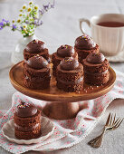 Mini chocolate tarts with chocolate cream