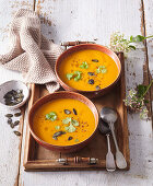 Pumpkin soup with coconut milk and coriander