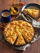 Potato cake with apricots and crumble