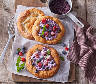 Hungarian lángos with ricotta and fresh berries