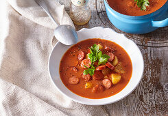 Potato soup with sausages