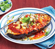 Melitzanes sto fourno - baked aubergines from Greece