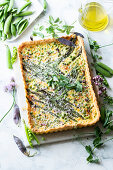 Pea and asparagus cake