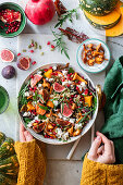 Pumpkin and quinoa salad with figs and pomegranate