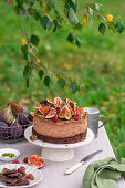 Chocolate mousse cake with fresh figs