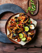 Grilled chicken wings with lime and chilli